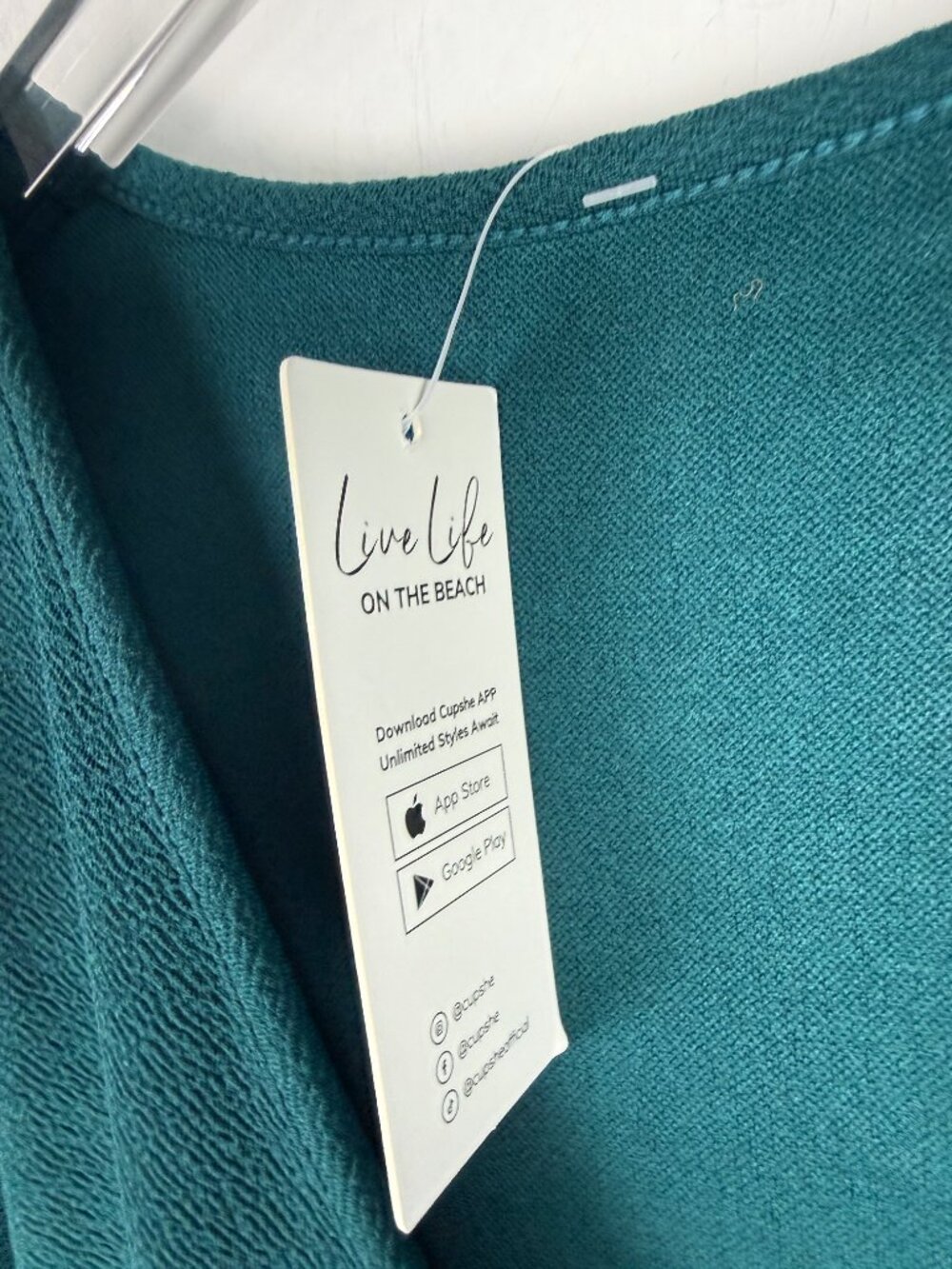 NWT Cupshe Belted Teal Puff Sleeve Wrap Dress Long Sleeves Green Size XS NEW - Picture 5 of 10